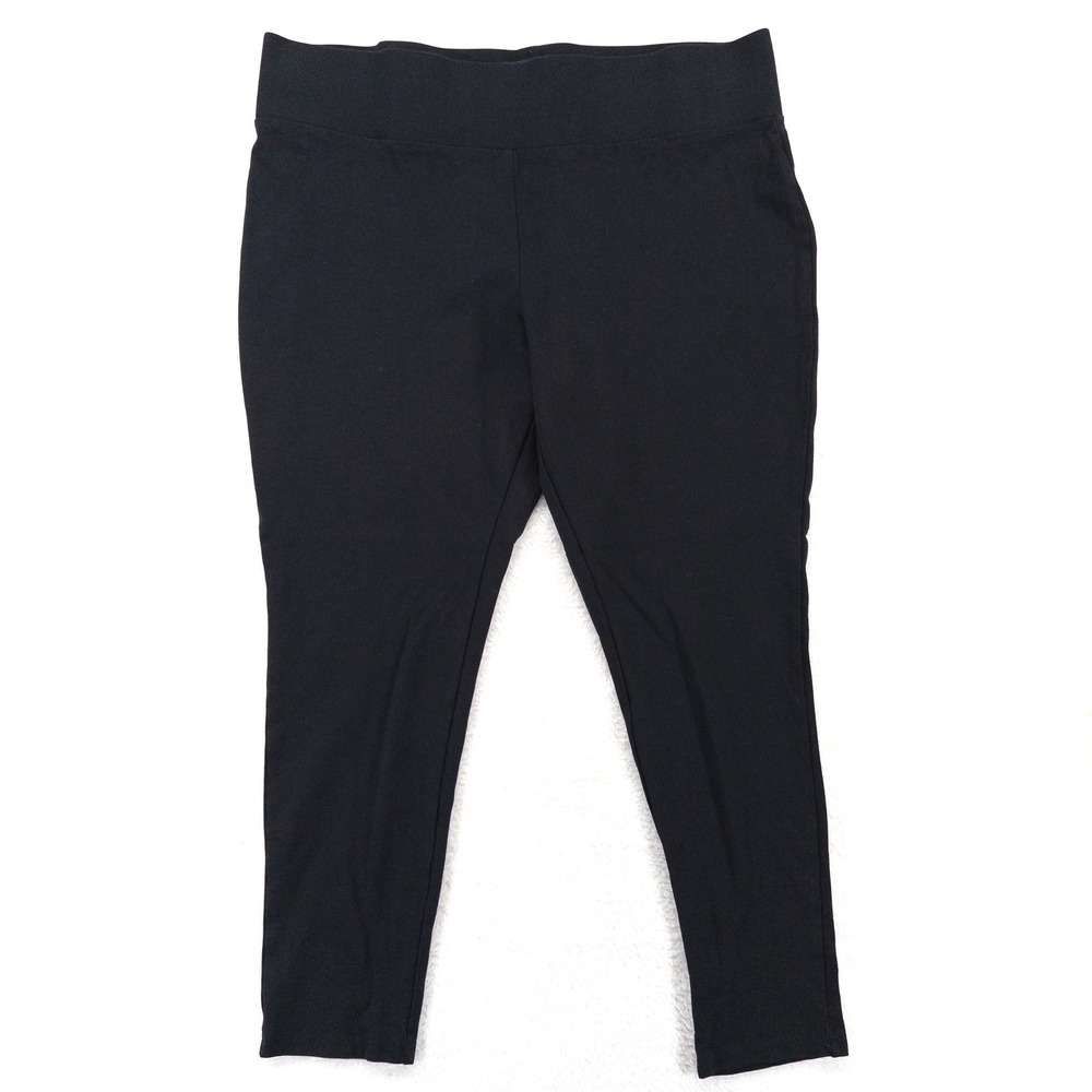 Tahari Leggings XXL Black Ponte Knit Pull On Wide Waistband Layering Minimalist